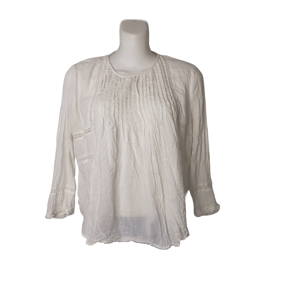 ZARA Trafaluc Collection White Pin Tuck Blouse Size Medium